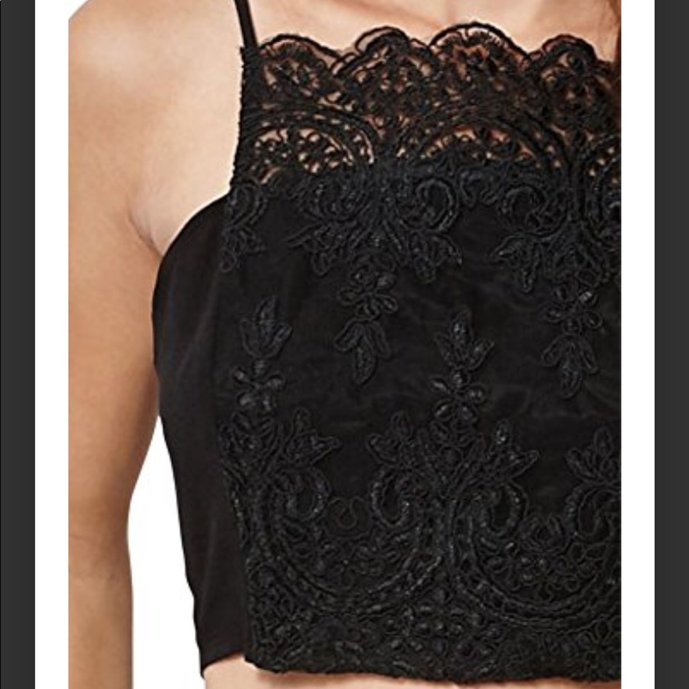 Kendall & Kylie Lace Woven Crop Top